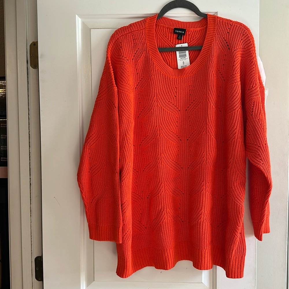 TORRID 4S Tangerine Tango LS Pointelle